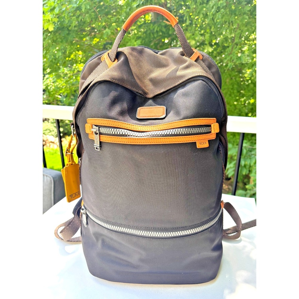 TUMI Alpha Bravo Cannon Backpack Black Ballistic Nylon Leather Trim Laptop Bag